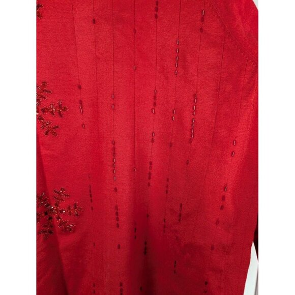 Quacker Factory Sweater Size 3X Silk Knit Beaded Christmas Grandma Snowflake - Picture 6 of 9